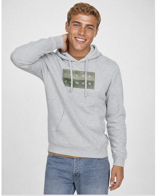 Jack & Jones Gray Sweatshirts Jcofusion Box Sweat for men