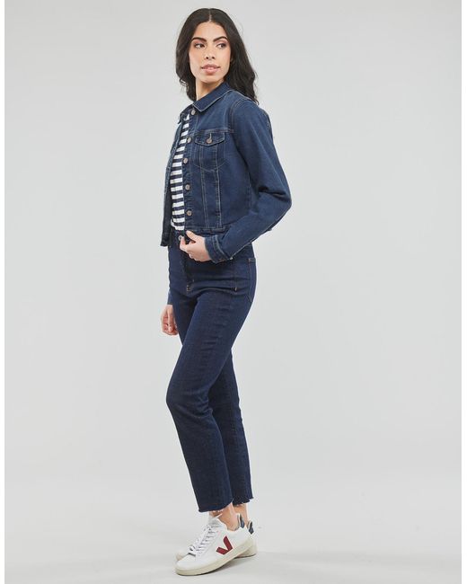 Vero Moda Blue Denim Jacket Vmluna Ls Slim Dnm Jacket Mix Ga Noos