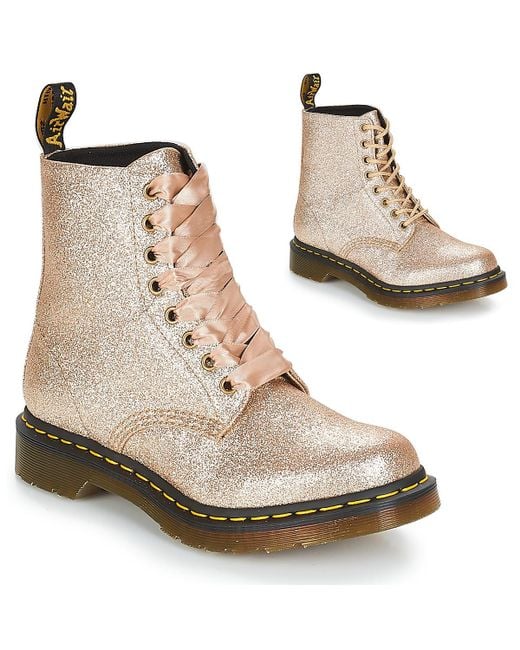 Dr. Martens Metallic 1460 Pascal Glitter Women's Mid Boots In Gold