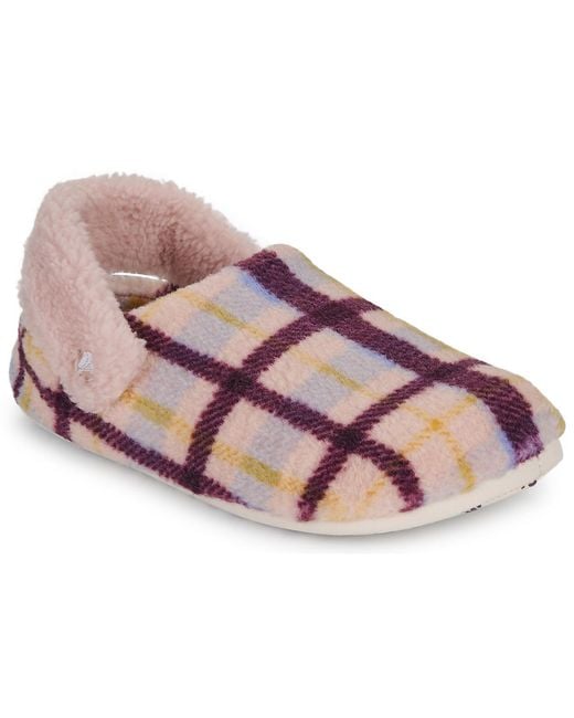 CROCSTM Purple Flip Flops Classic Cozzzy Plaid Slipper