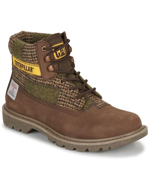 Caterpillar Brown Mid Boots Colorado 2.0 Harris Tweed for men