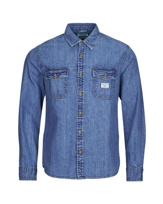 Guess Blue Long Sleeved Shirt Regular Ls Denim Shirt for men