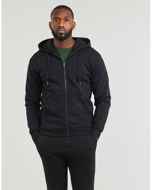 Jack & Jones Black Hoodies Jjebradley Sweat Zip Hood for men