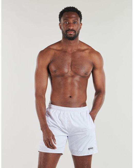 Boss White Trunks / Swim Shorts Swordfish for men