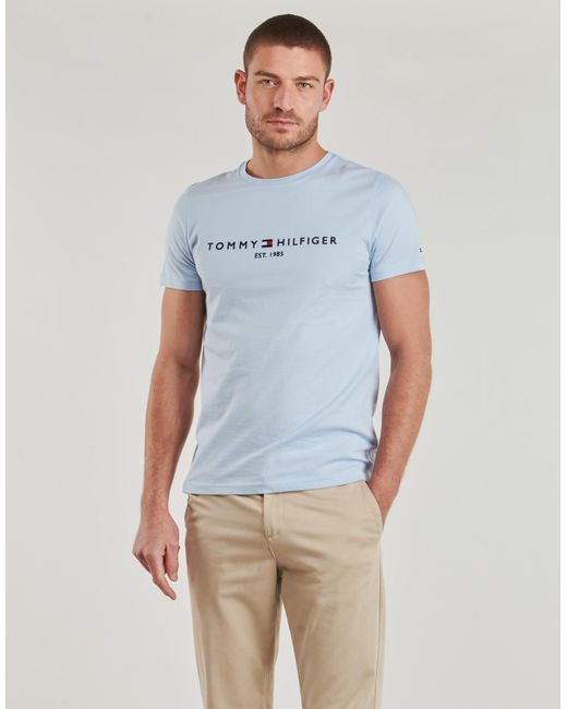 Tommy Hilfiger Blue T Shirt Tommy Logo Tee for men