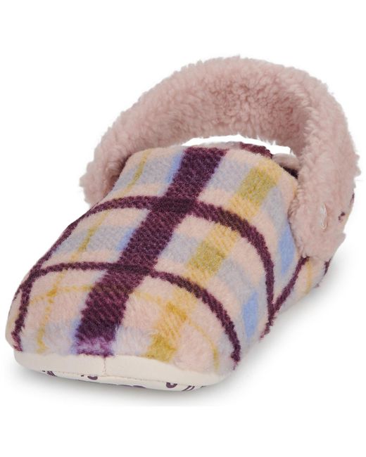CROCSTM Purple Flip Flops Classic Cozzzy Plaid Slipper