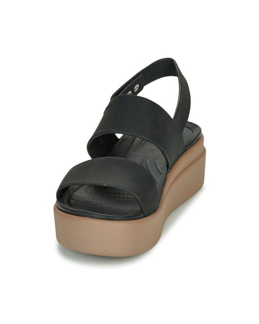 CROCSTM Black Flat Sandals Brooklyn Low Wedge W