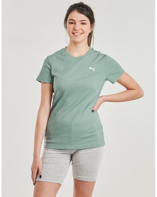 PUMA Green T Shirt Ess Elevated Rib Tee