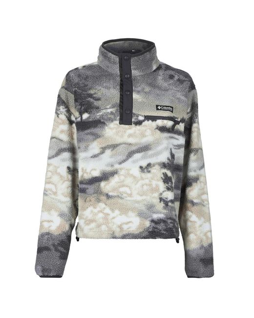 Columbia Gray Fleece Jacket Helvetia Ii Printed Cropped Half Snap Fleece