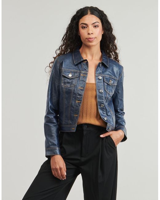 ONLY Blue Leather Jacket Onlcita L/s Coated