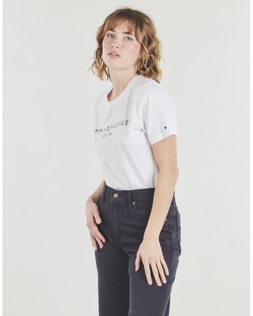 Tommy Hilfiger White T Shirt Reg Corp Logo C-nk Ss