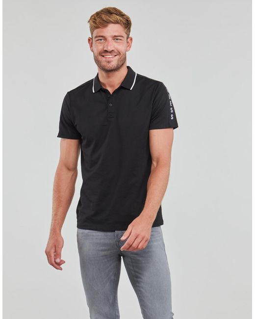 Guess Black Polo Shirt Paul Pique Tape for men