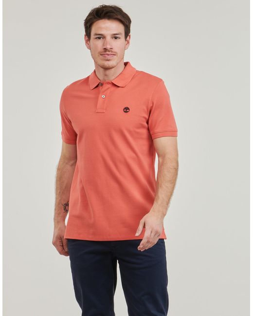 Timberland Orange Polo Shirt Pique Short Sleeve Polo for men