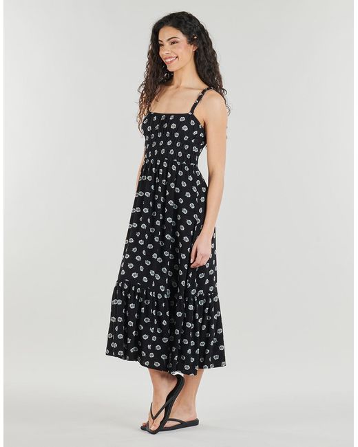 Roxy Black Long Dress Sunrise Coastline Printed