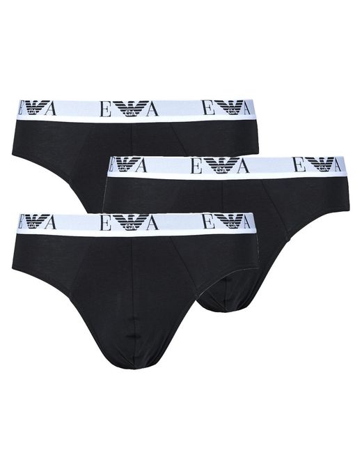Emporio Armani Black Underpants / Brief Em000258 Pack De 3 for men