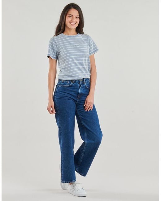 Guess Blue T Shirt Ss Cn Reg Yd Striped Tee