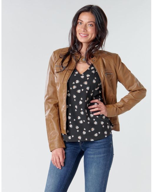 ONLY Brown Onlbandit Leather Jacket