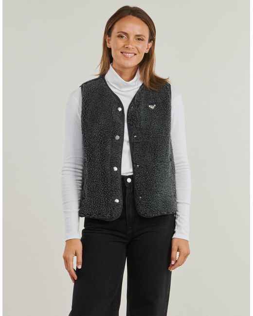 Roxy Fleece Jacket Iconic Town Vest in Grey | Lyst UK