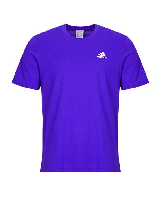 Adidas Purple T Shirt Essentials Single Jersey Embroidered Small Logo T-shirt for men