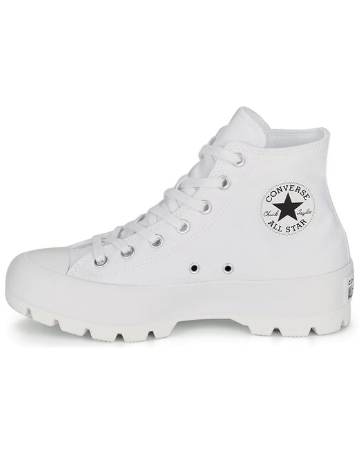 converse white lugged hi trainers