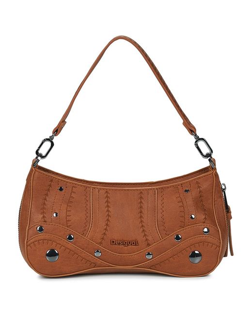 Desigual Brown Shoulder Bag Embro Patch Alsacia