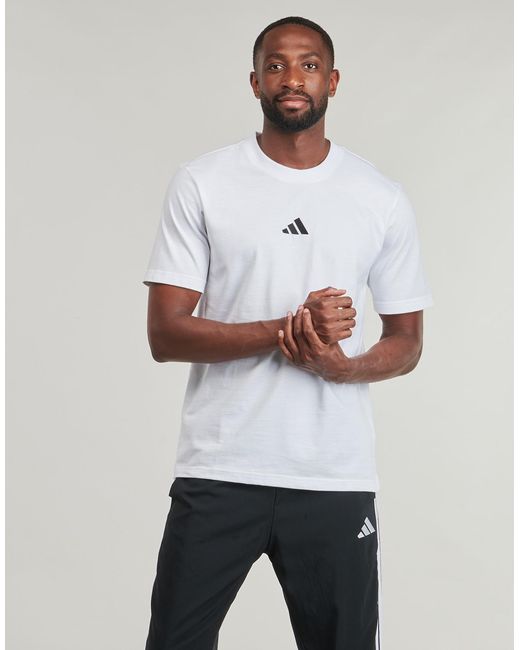Adidas White T Shirt Essentials Small Logo Single Jersey T-shirt for men