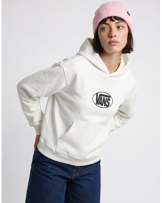 Vans White Hoodies Oval Logo Relaxed Pullover