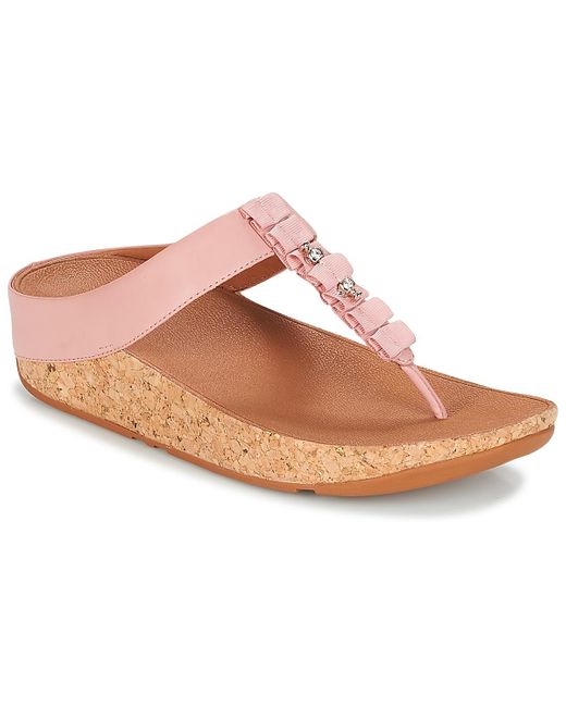 Women's Fit Flop Demelza Shimmer Toe Thong Sandals in Pink