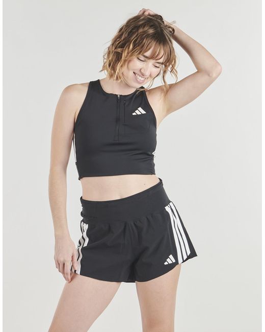 Adidas Black Sport Bras Adizero Running Gel Pocket Crop Long-sleeve Top