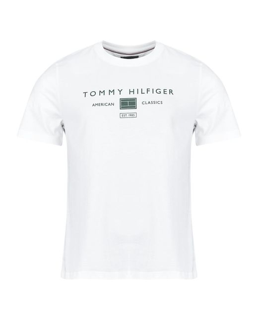 Tommy Hilfiger White T Shirt Brand Love Mono Stack Tee for men