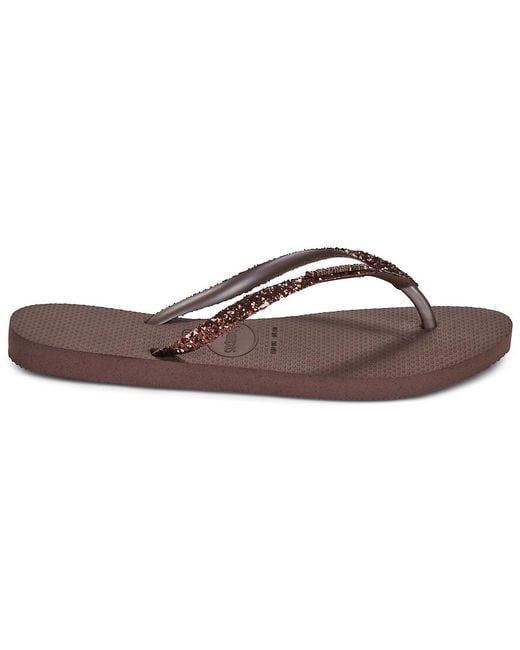 Havaianas Brown Flip Flops / Sandals (shoes) Slim Glitter Ii