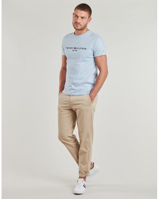 Tommy Hilfiger Blue T Shirt Tommy Logo Tee for men