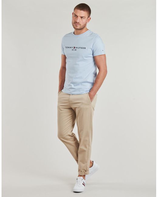 Tommy Hilfiger Blue T Shirt Tommy Logo Tee for men