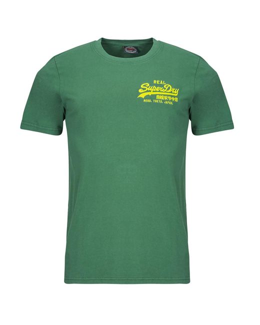 Superdry Green T Shirt Vintage Logo Brode for men