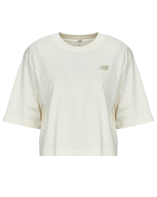 New Balance White T Shirt Linear Heritage Relaxed T-shirt