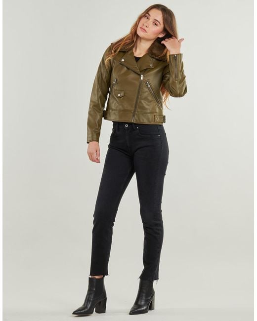 ONLY Green Leather Jacket Onlvilhelma