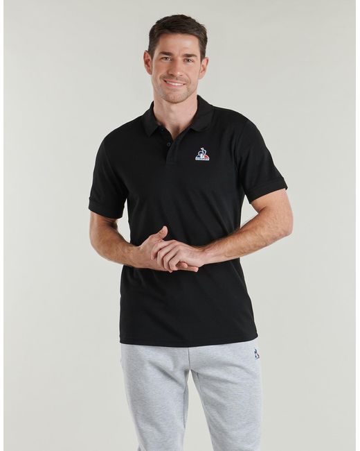 Le Coq Sportif Black Polo Shirt Ess Polo Ss N°1 M for men