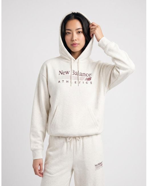 New Balance White Hoodies Trackside Fleece Hoodie