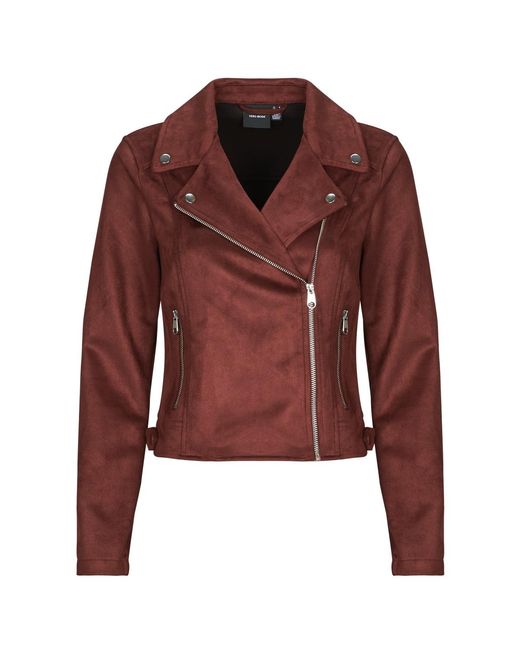 Vero Moda Red Leather Jacket Vmjose Short Jacket