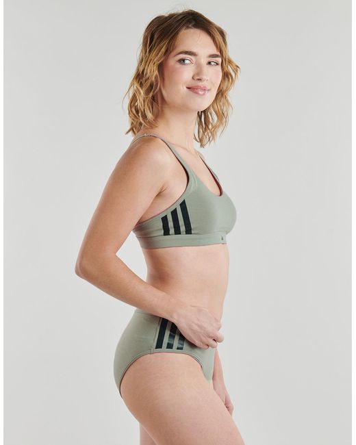 Adidas Gray Sports Bras Active Essentials Cotton 3 Stripes