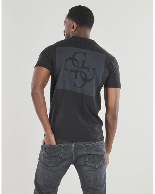 Guess Black T Shirt Ss Bsc Quattro G Mist Tee for men