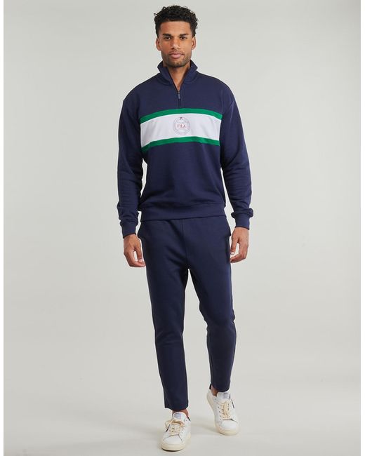 Fila Blue Tracksuit Bottoms Jovencan Slim Cropped Smart Sweatpants for men