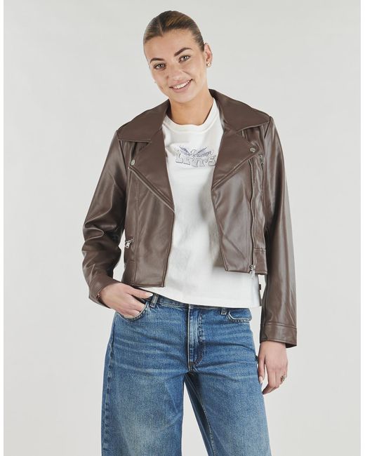ONLY Brown Leather Jacket Onlcarmen Faux Leather