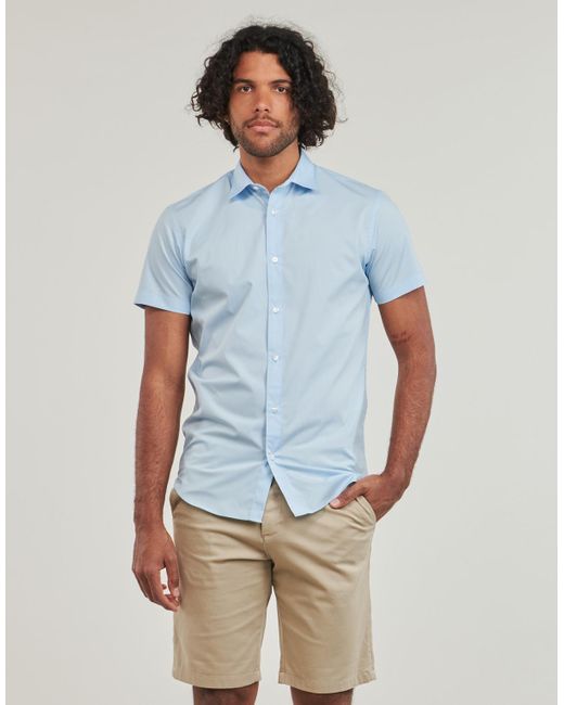 Jack & Jones Blue Short Sleeved Shirt Jjjoe Shirt Ss Plain for men