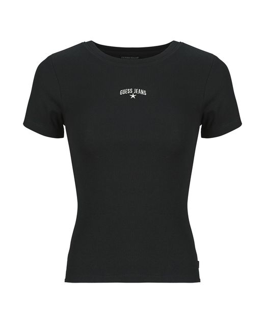 Guess Black T Shirt Gj Ss Cn Rib Embro