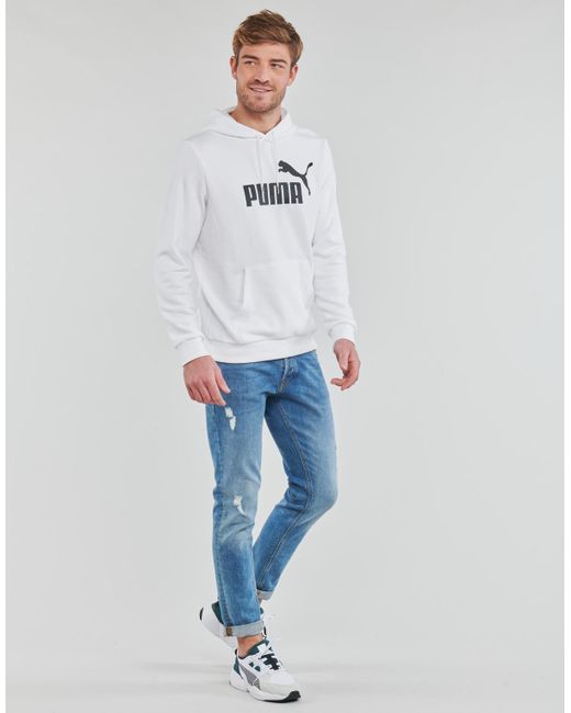 PUMA White Ess Big Logo Hoodie Fl Sweatshirt for men