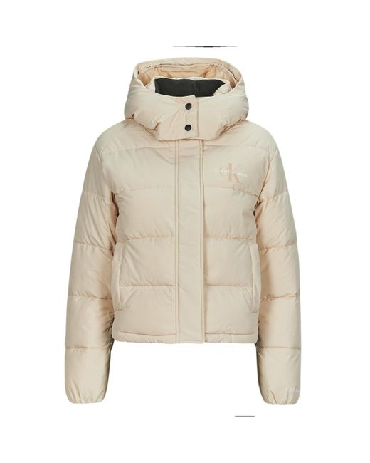 Calvin Klein Natural Duffel Coats Monologo Non Down Short Puffer