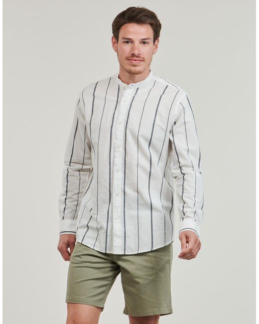 SELECTED White Long Sleeved Shirt Slhregnew-linen for men