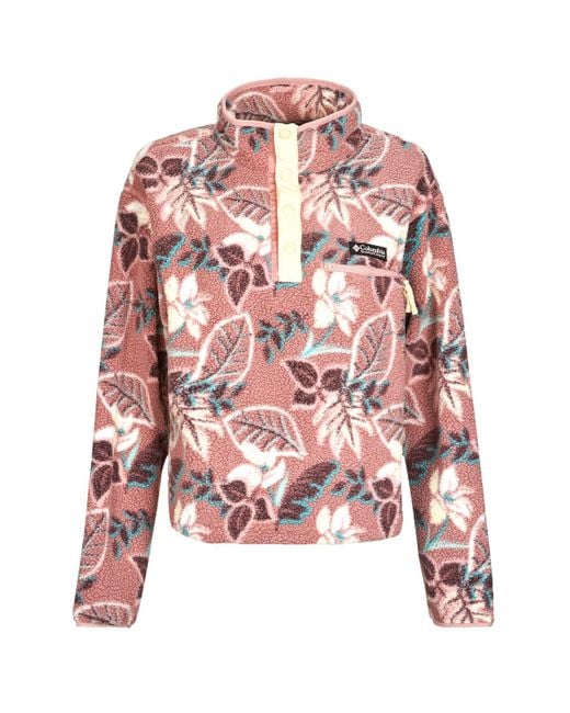 Columbia Pink Fleece Jacket Helvetia Ii Printed Cropped Half Snap Fleece