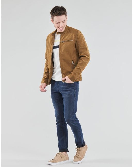 Jack & Jones Green Jjerocky Leather Jacket for men